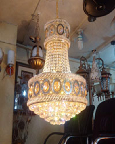 Crystal Chandelier With Golden Light 